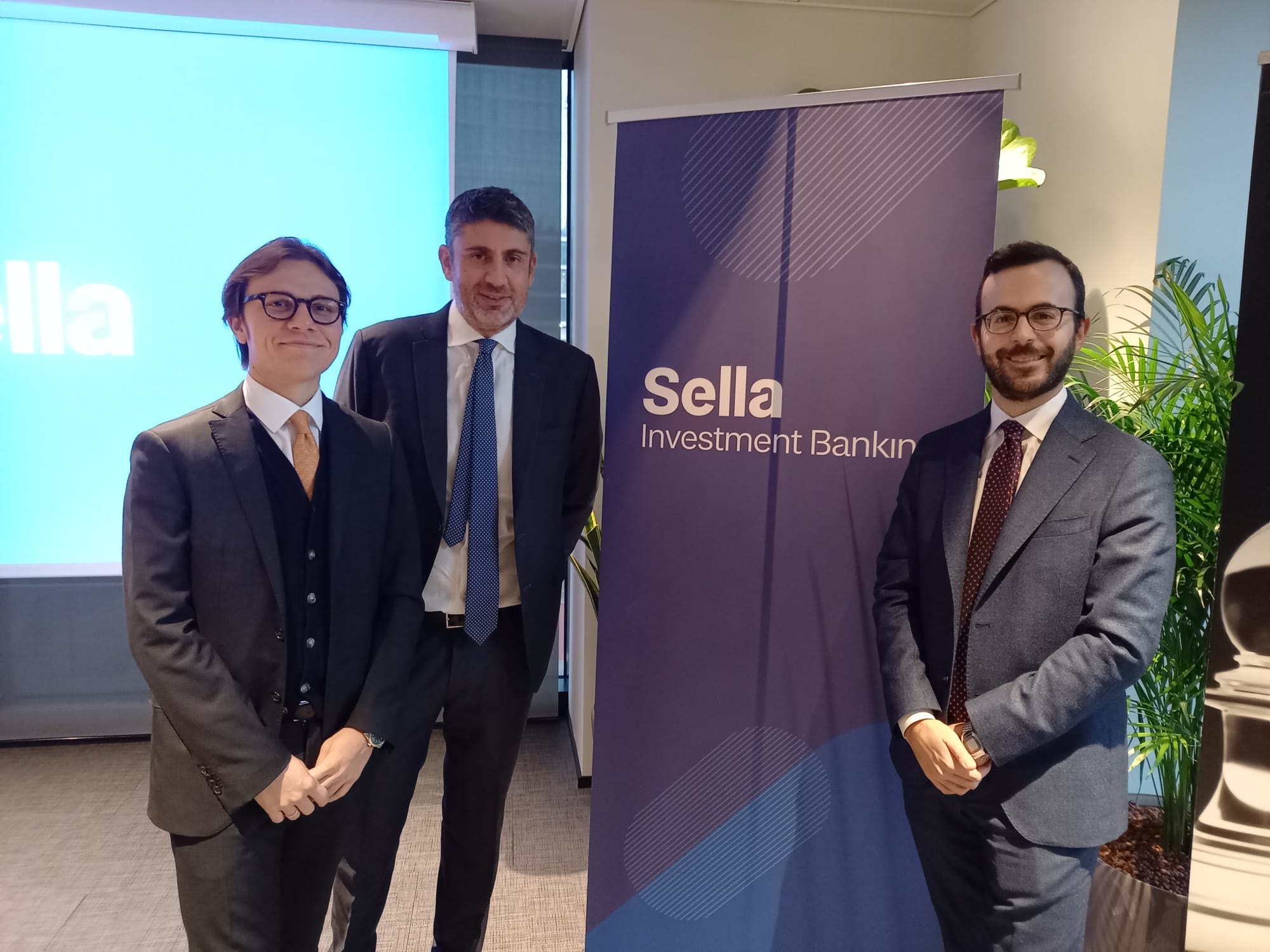 Da sinistra Marco Occhialini, Alexandre Moscianese e Francesco Andrulli della Divisione M&A di Sella CIB